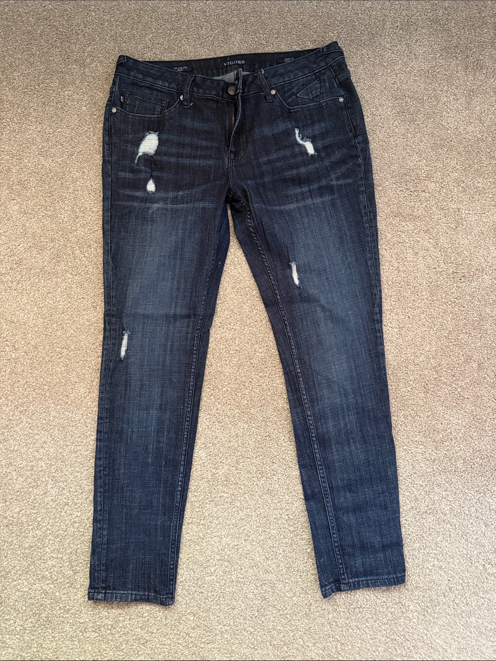 Vigoss Dark Blue Distressed Skinny Jeans